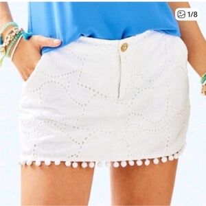 Lilly Pulitzer White Palm Leaf Eyelet Skort